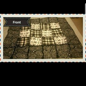 Handmade black & white flannel rag quilt